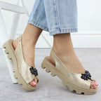 Women's perforated metallic gold platform sandals Potocki SZ12610 Footwear Your Sports Performance