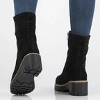Women's leather ankle boots, ruffled, black, Filippo DBT6402