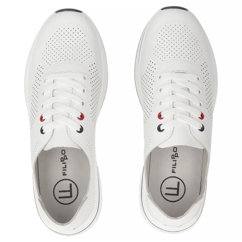 Women's leather openwork shoes, white Filippo DP7608/26 WH Filippo