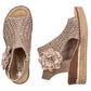 Women's comfortable wedge platform sandals, beige, Rieker 63791-60 Rieker