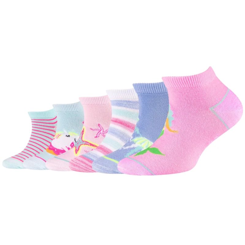 Skechers 6PPK Girls Casual Fancy Sneaker Socks SK43081-1001 Multicolor 35-38 In preparation Your Sports Performance