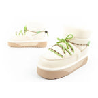 Women's winter snow boots D.Franklin fashionable fur insulated ankle boots beige green D.Franklin