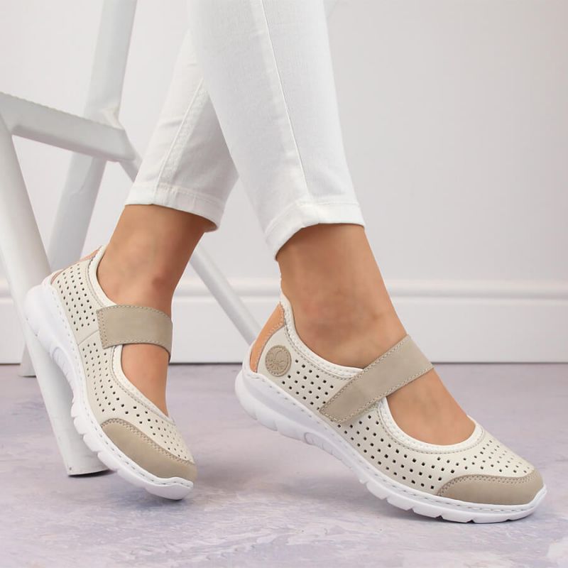 Comfortable Rieker W RKR575A openwork shoes, beige Footwear/Lifestyle/Rieker Your Sports Performance