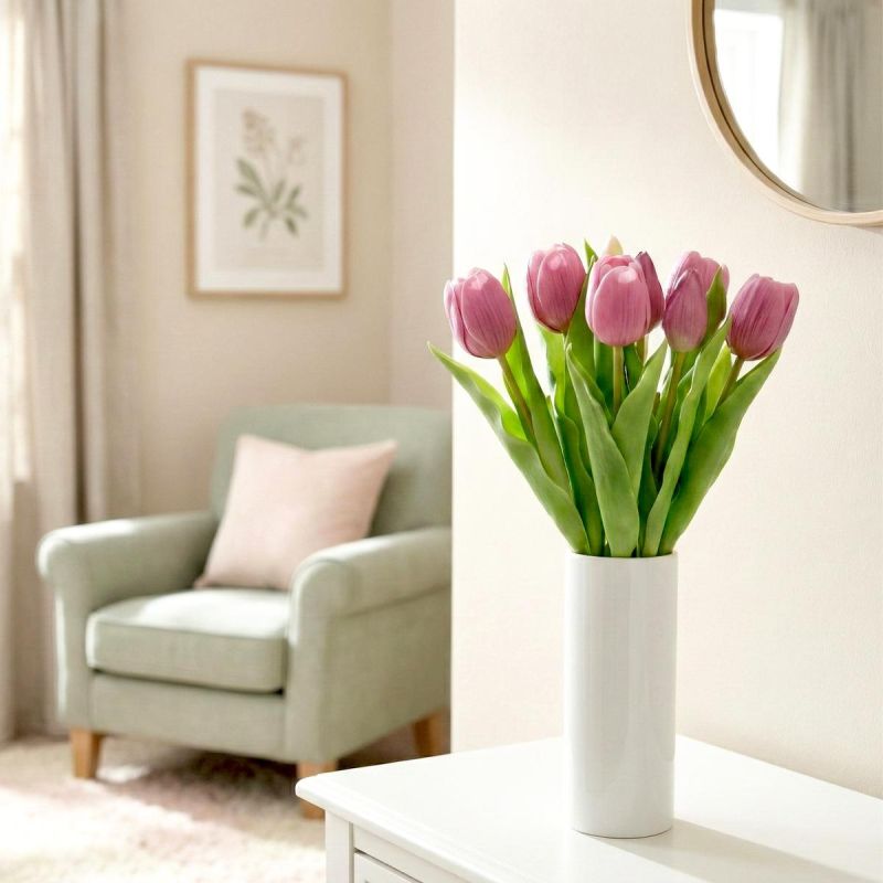 BOUQUET OF 7 LIGHT PURPLE TULIPS 31 CM LIFE-LIKE SPRING DECORATION Home and Garden/Equipment Your Sports Performance