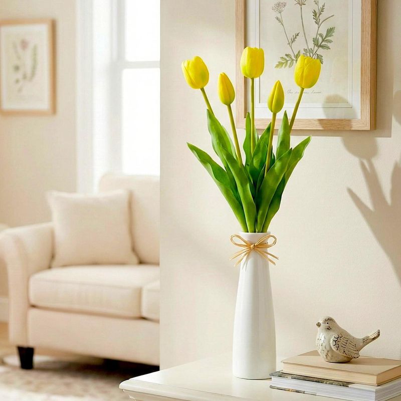 BOUQUET OF 5 YELLOW TULIPS 39 CM LIKE LIFE SPRING DECORATION Home and Garden/Equipment Your Sports Performance
