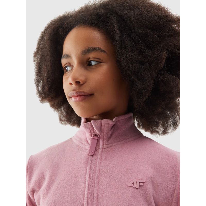 Regular girls' fleece with stand-up collar 4F Junior 4FJWSS24TFLEF166-54S *Kategoria tymczasowa Your Sports Performance