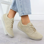 Rieker 52546-60 women's perforated leather shoes in beige Footwear Your Sports Performance