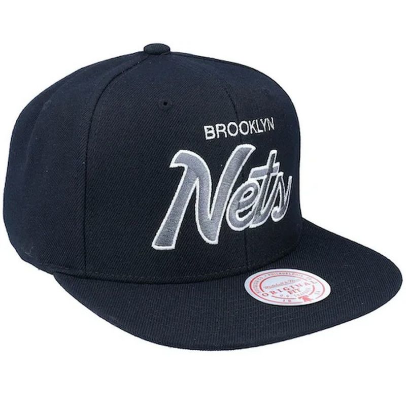 Mitchell &amp; Ness NBA Brooklyn Nets Team Script 2.0 Snapback Nets Cap HHSS3280-BNEYYPPPBLCK Clothing/Basketball/Mitchell & Ness Your Sports Performance