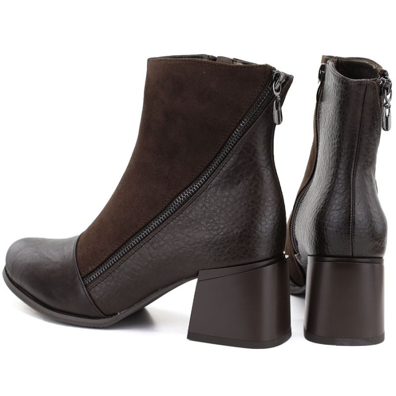 Women's insulated ankle boots with a block heel, chocolate M.Daszyński SA269-5