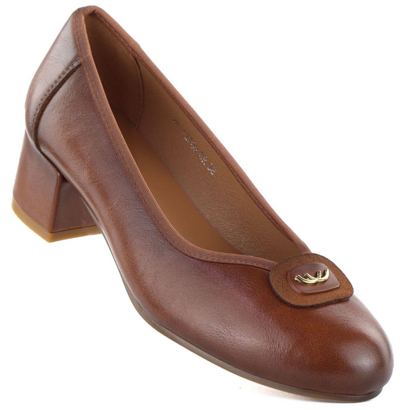 Women's pumps, brown block heels, Potocki SZ12788 To be categorized Your Sports Performance