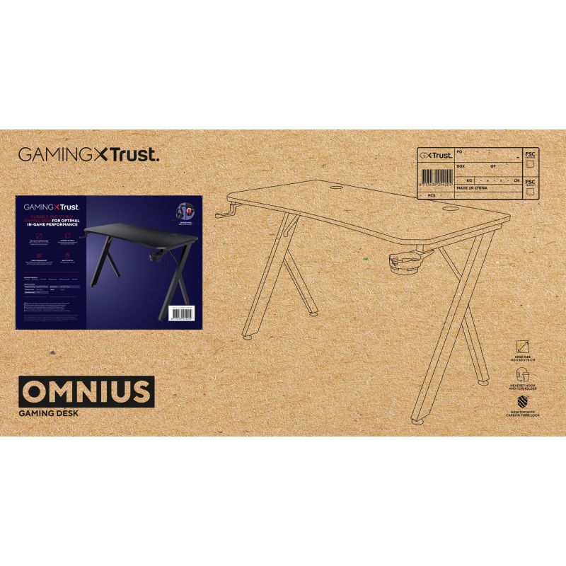 TRUST GXT 710 LUMINUS PRO RGB Gaming Desk Gaming PC/Stoliki i biurka Your Sports Performance