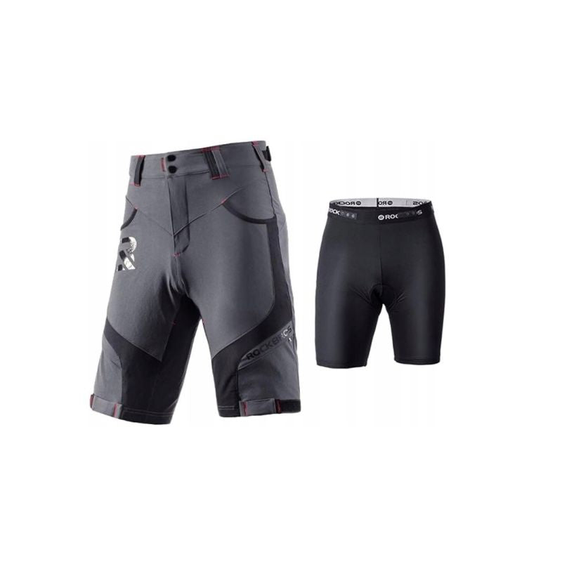 Rockbros men's 2-in-1 cycling shorts gray M Rockbros/Odzież Rowerowa/Spodenki Your Sports Performance