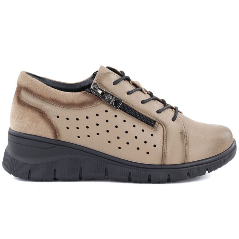 Women's leather openwork wedge shoes, beige, Vinceza 39977 To be categorized Your Sports Performance