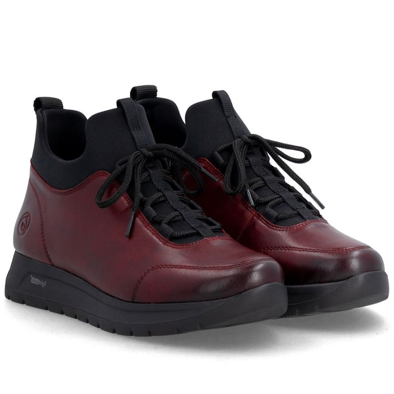 Women's leather insulated ankle boots, burgundy Remonte Rieker D2V06-35