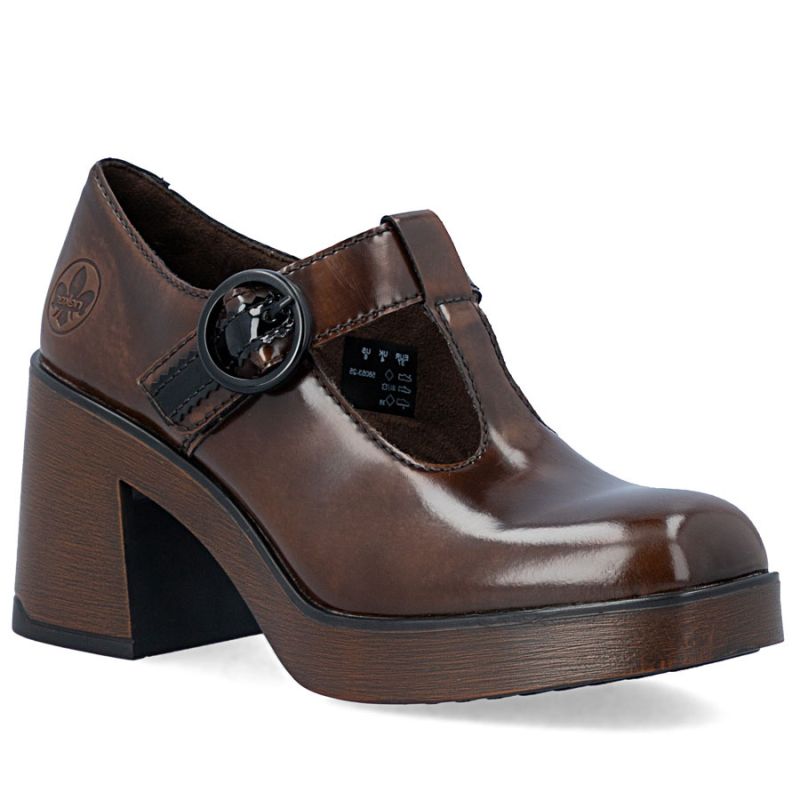 Women's brown high heel shoes Rieker 58053-25