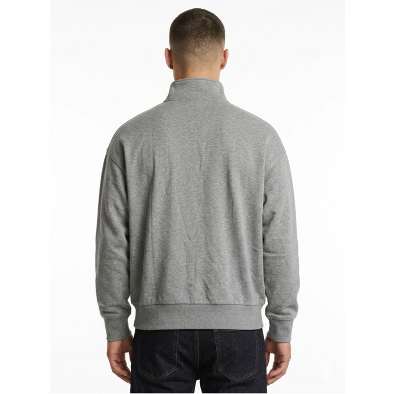 Calvin Klein Zip Fleece Hoodie Logo Tape Grey Heather - LZ04RE285G-P7E