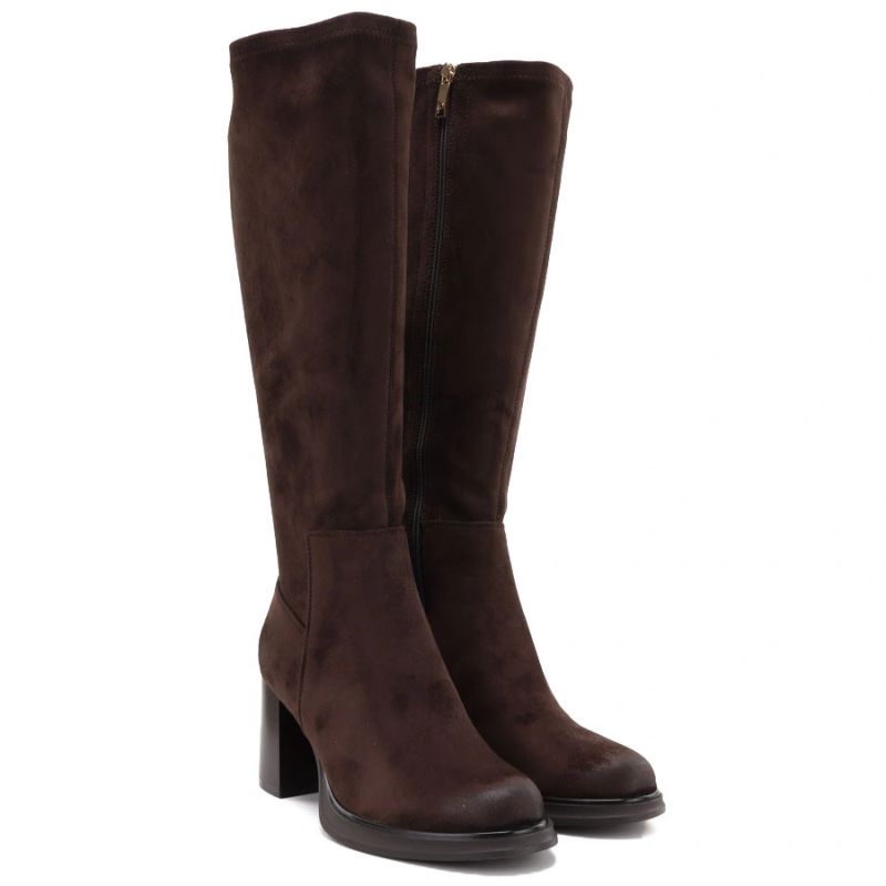 Women’s brown suede heeled boots Potocki SZ12849