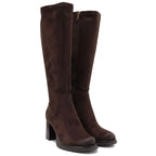 Women’s brown suede heeled boots Potocki SZ12849