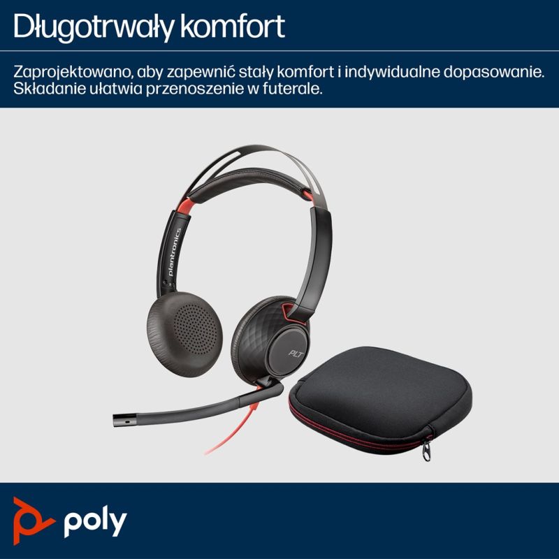 POLY Blackwire 5220 8X231AA Over-Ear Headphones Akcesoria GSM/Słuchawki przewodowe Your Sports Performance