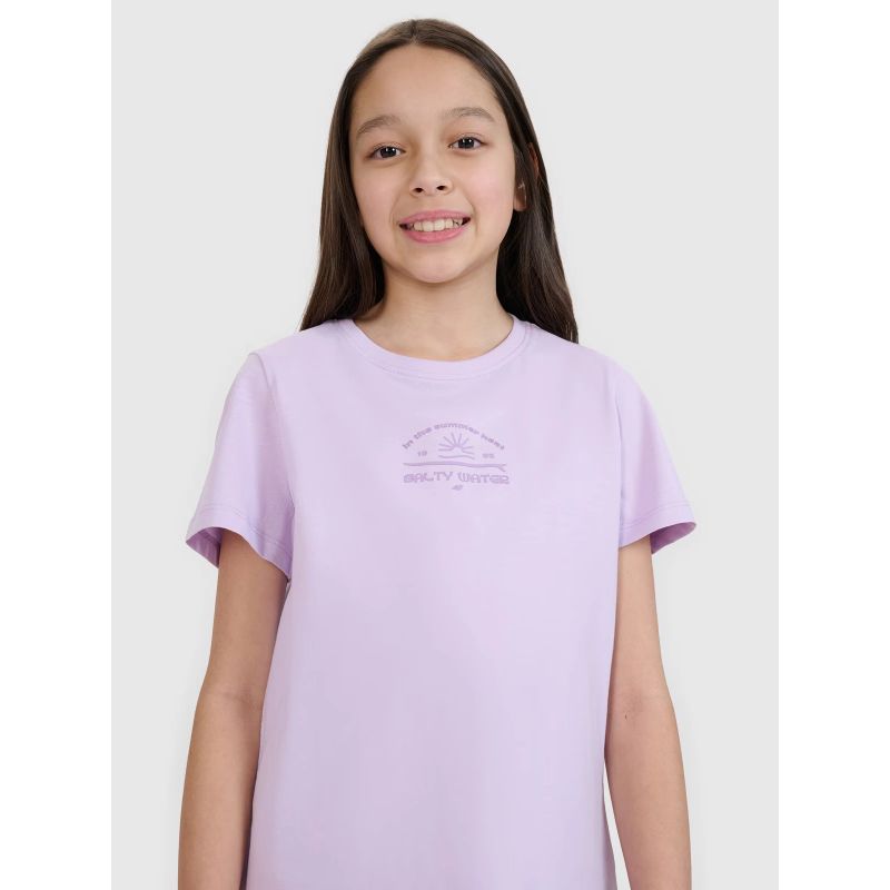Girls' regular printed T-shirt 4F 4FJWSS25TTSHF1871-52S *Kategoria tymczasowa Your Sports Performance
