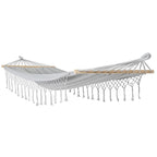 GARDEN HAMMOCK FOR 2 PEOPLE 200X150CM WITH SPREADER BAR AND FRINGE MIAMI GRAY Home and Garden/Garden Your Sports Performance