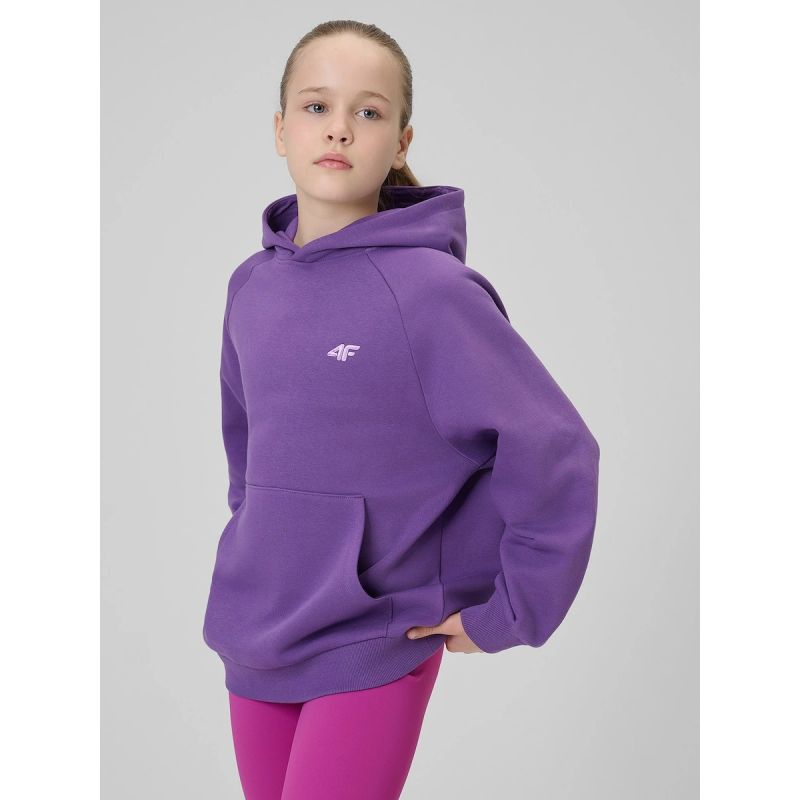 Girls' loose sweatshirt with hood 4F 4FJRSS26TSWSF3040-50S 4f