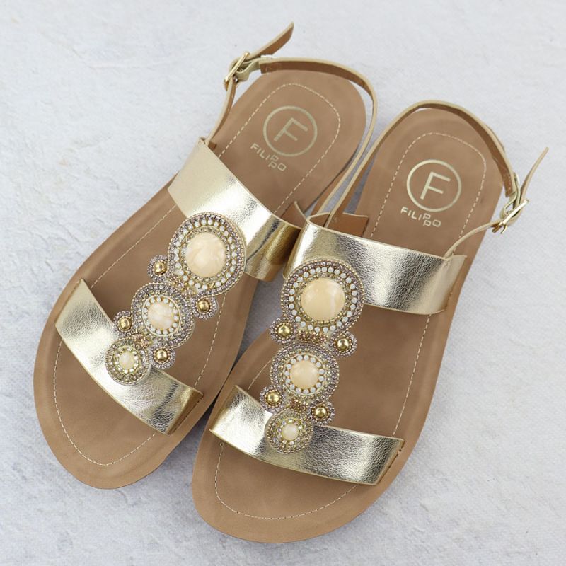Women's flat sandals with decoration, melissa gold, Filippo DS6882 Footwear Your Sports Performance