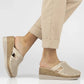 Leather wedge sandals with closed heel, beige, Filippo DK6818