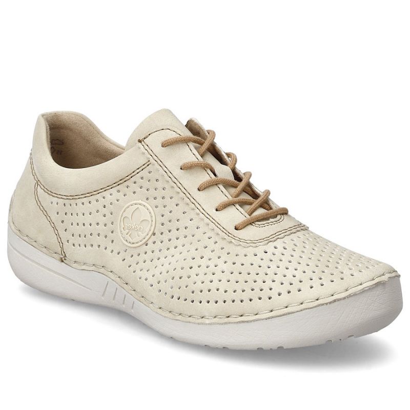 Rieker 52546-60 women's perforated leather shoes in beige Footwear Your Sports Performance