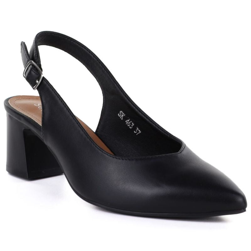 Women's black Sergio Leone SK463 pumps with a strap LEONE