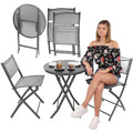 BALCONY FURNITURE SET ROUND TABLE AND 2 FOLDING CHAIRS GRAY Home and Garden/Garden Your Sports Performance