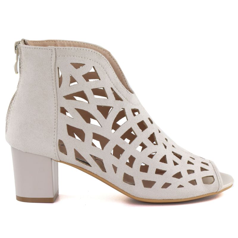 Women's suede ankle boots with openwork, open toe, beige M.Daszyński MR1954-15 To be categorized Your Sports Performance