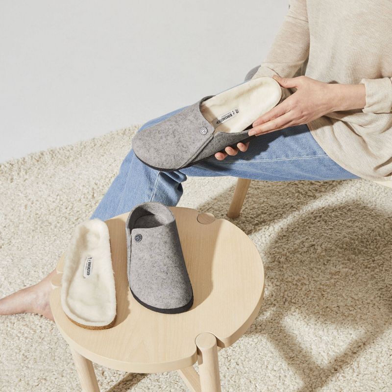 Birkenstock Zermatt Light Gray Wool Felt Insulated Men's/Women's Slippers Regular Wide (1015092) In preparation Your Sports Performance