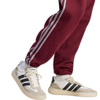 Men's adidas Essentials 3-Stripes Fleece Tapered Cuffed Pants Burgundy KY4134