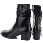 Women's high-heeled ankle boots with a gathered upper, black Vinceza 58682