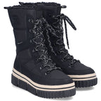 Water-resistant women’s snow boots with thick sole, black, Rieker Y6380-00