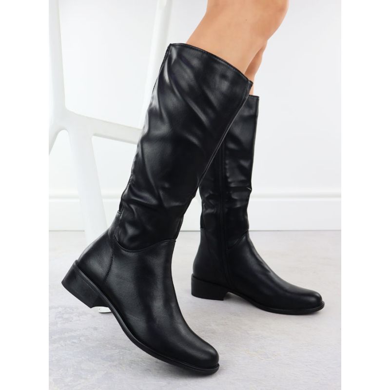 Jezzi ASA198-19 women's black leather boots Footwear Your Sports Performance