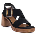 Women's suede sandals with a block heel, black, Potocki 54307 To be categorized Your Sports Performance