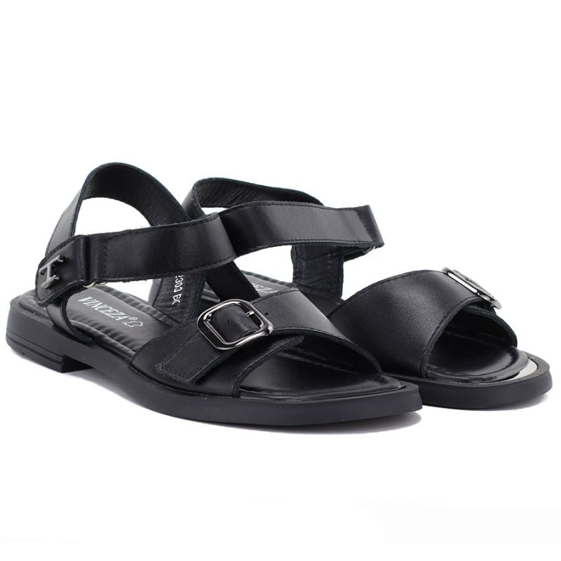 Women's black leather sandals Vinceza 26-62303 Vinceza