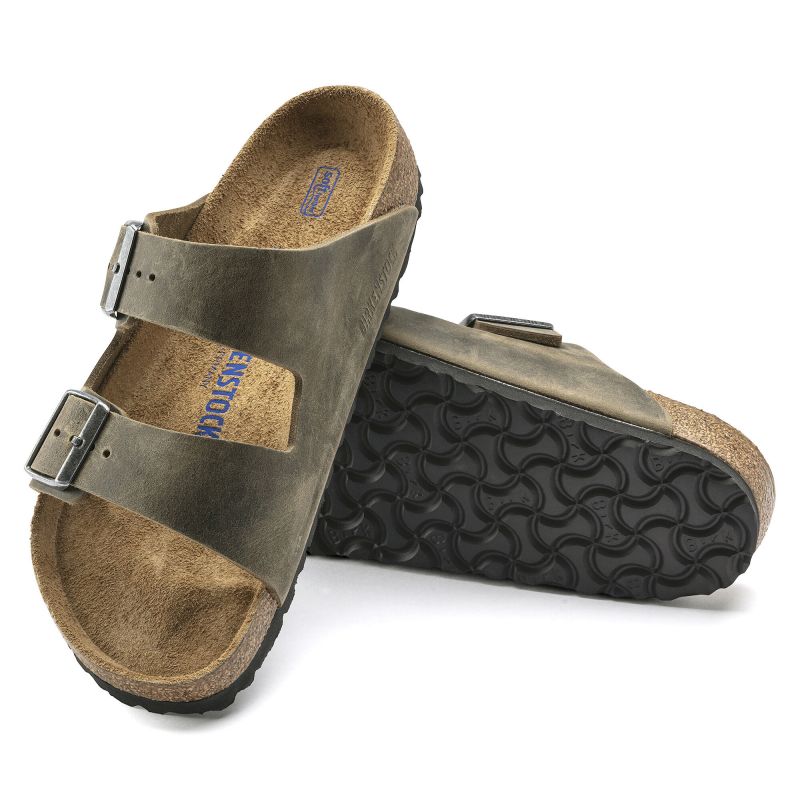 Birkenstock Arizona Soft Footbed Oiled Leather Narrow Faded Khaki Women's/Men's Flip-Flops for narrow feet oiled leather (1019377) Footwear/Lifestyle/Birkenstock/Klapki/chodaki Birkenstock