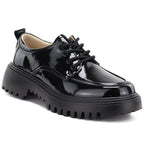 Women's grunge patent leather shoes in black Artiker 59C1128