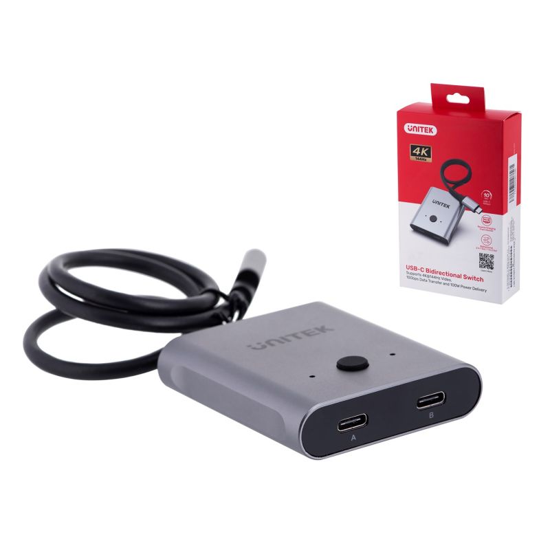 UNITEK USB-C SWITCH 4K 144HZ, BIDIRECTIONAL Kable i adaptery/Adaptery, przejściówki Your Sports Performance