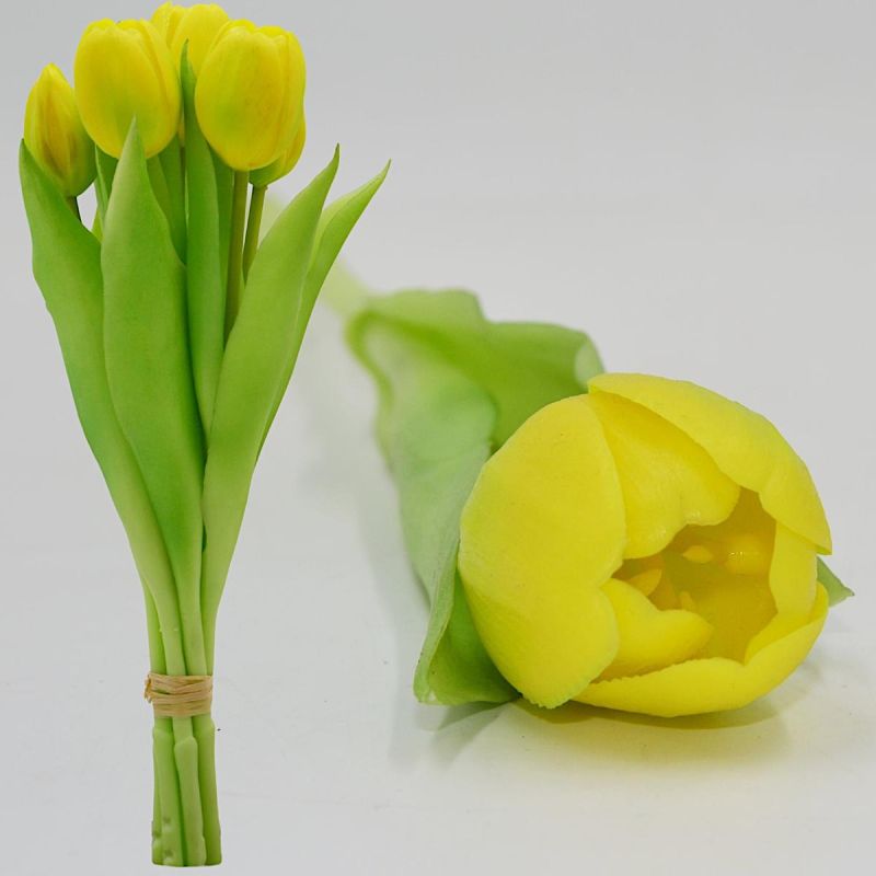 BOUQUET OF 7 YELLOW TULIPS 31 CM LIFE-LIKE SPRING DECORATION Home and Garden/Equipment Your Sports Performance