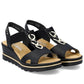 Women's comfortable platform wedge sandals black Rieker 67498-00 Rieker