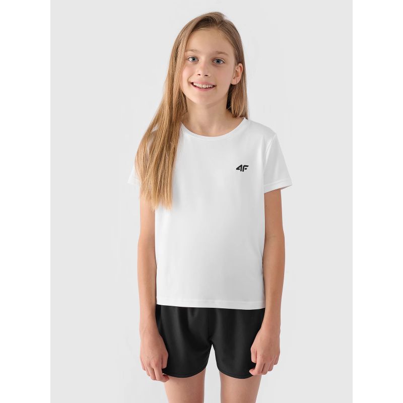Quick-drying sports set for PE (shirt + shorts + bag) for girls 4F Junior 4FJWAW24TAPSF020-20S *Kategoria tymczasowa Your Sports Performance