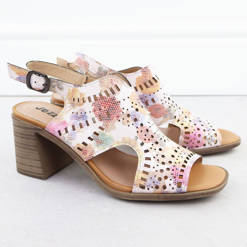 Women's openwork floral high-heeled sandals Jezzi 24125 Footwear Your Sports Performance