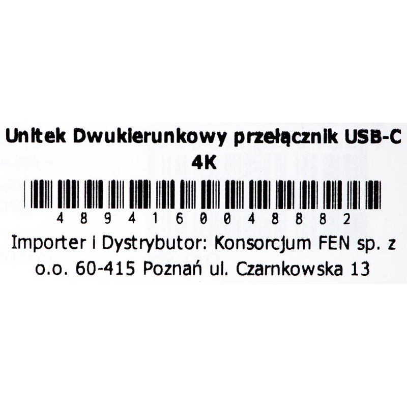 UNITEK USB-C SWITCH 4K 144HZ, BIDIRECTIONAL Kable i adaptery/Adaptery, przejściówki Your Sports Performance