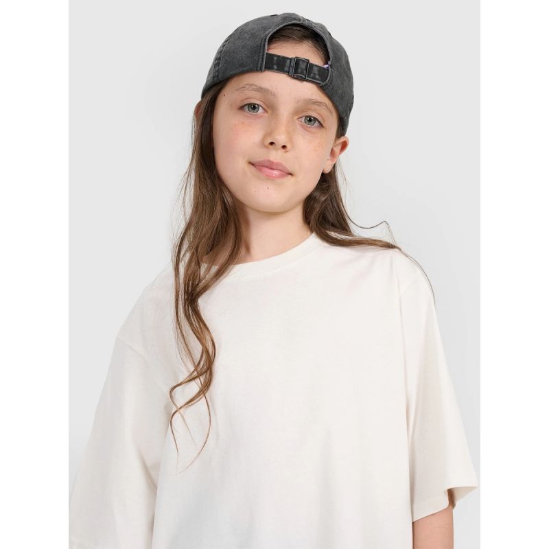 Oversized T-shirt with print for girls 4F 4FJRAW25TTSHF3187-11S *Kategoria tymczasowa Your Sports Performance