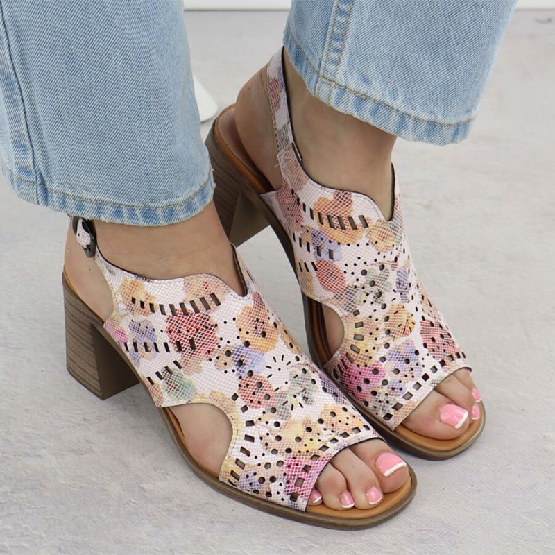 Women's openwork floral high-heeled sandals Jezzi 24125 Footwear Your Sports Performance