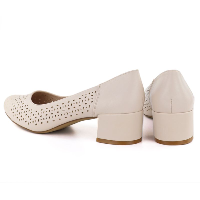 Women's openwork pumps on a block, beige Sergio Leone PB293 To be categorized Your Sports Performance